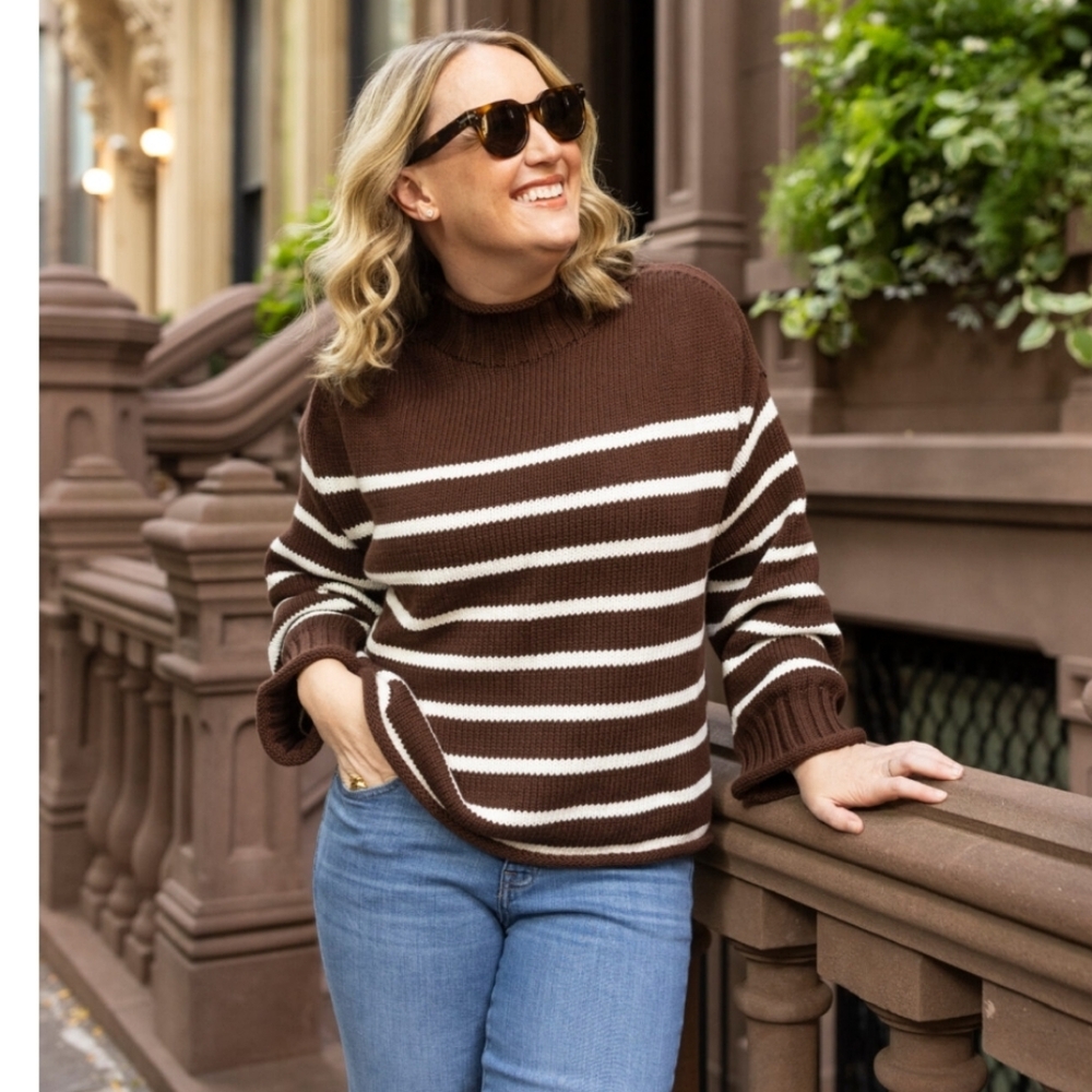 NWT J.Crew Women's 2025 Rollneck™ sweater in stripe Sz S $225 Viral - Picture 6 of 6